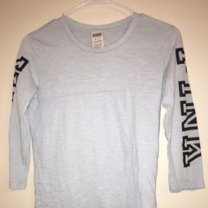 vs pink light blue quarter sleeve shirt
