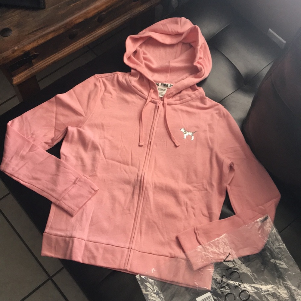 Victoria's Secret pink bling hoodie jacket sz m