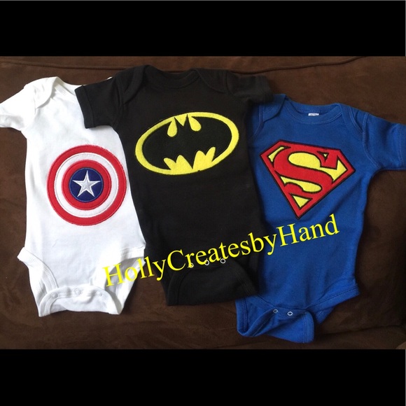 Superhero Onesies - Batman, Superman, Capt America - Picture 1 of 5