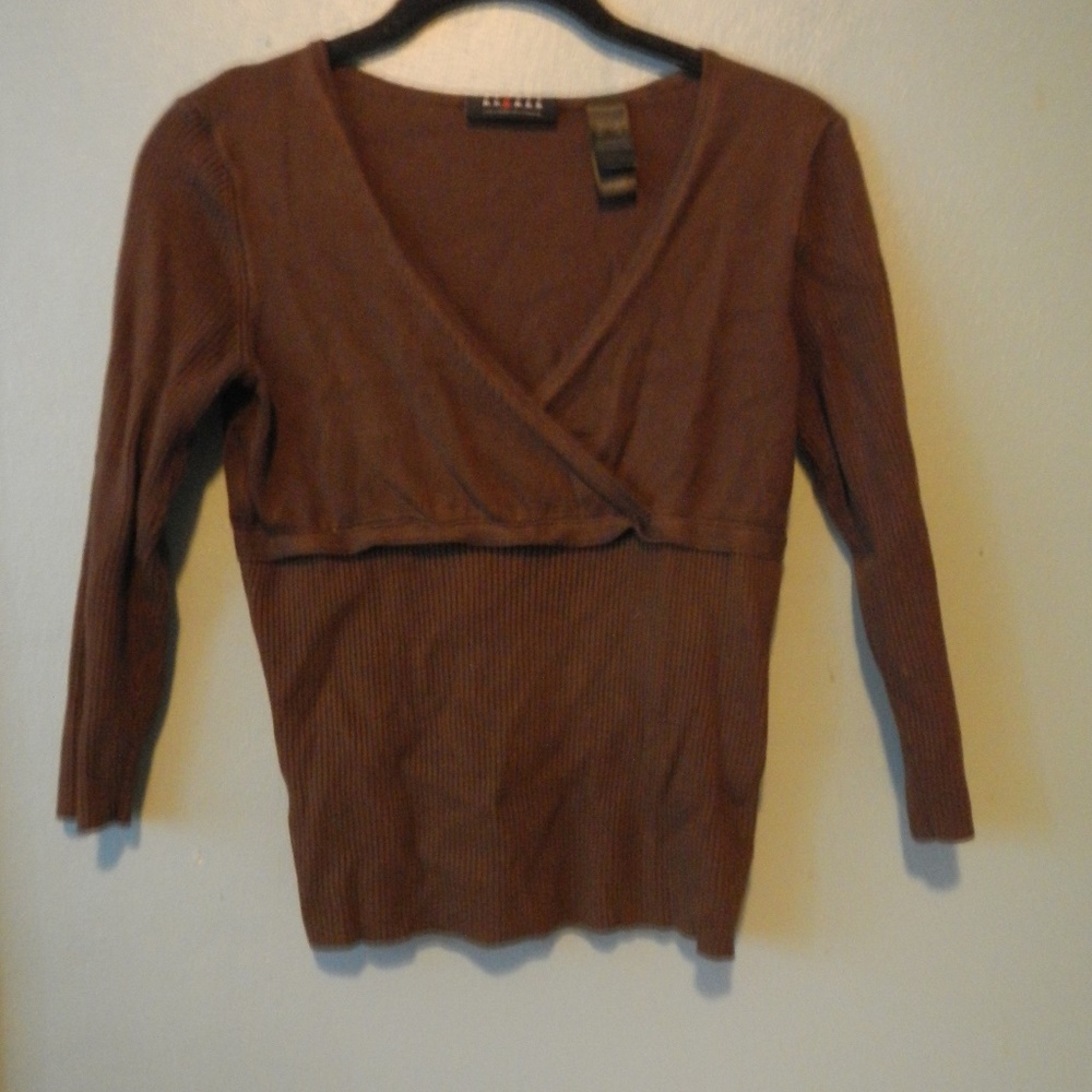 Brown v-neck top