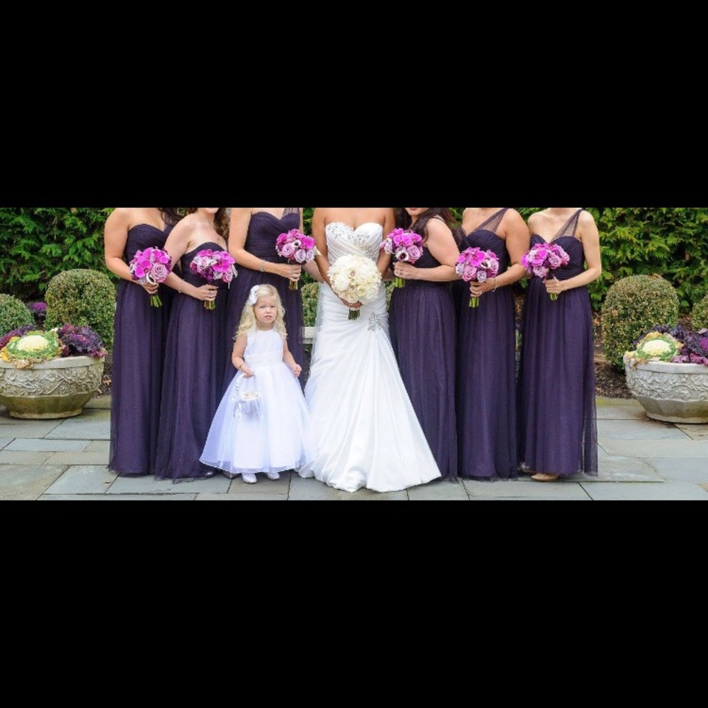 Amsale one shoulder chiffon bridesmaid dress