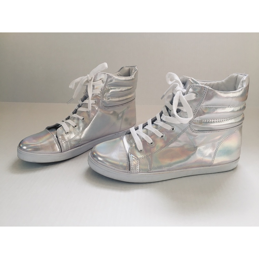 Holographic hologram high top sneakers