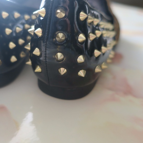 Leopard Spiked Loafs Faux Suede and Leather Flats - Picture 5 of 8