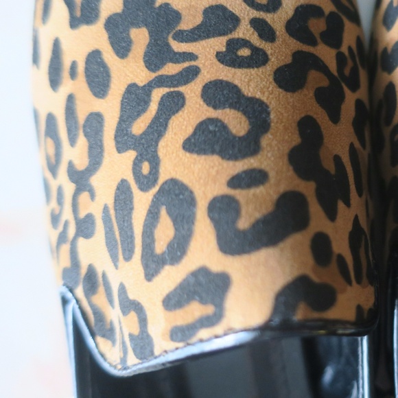Leopard Spiked Loafs Faux Suede and Leather Flats - Picture 4 of 8