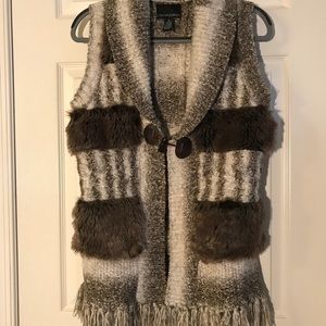 Cynthia Rowley Knit Sweater Vest with Faux Fur