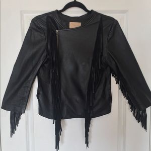 CLEOBELLA EVERLY FRINGE LEATHER MOTO JACKET🦋