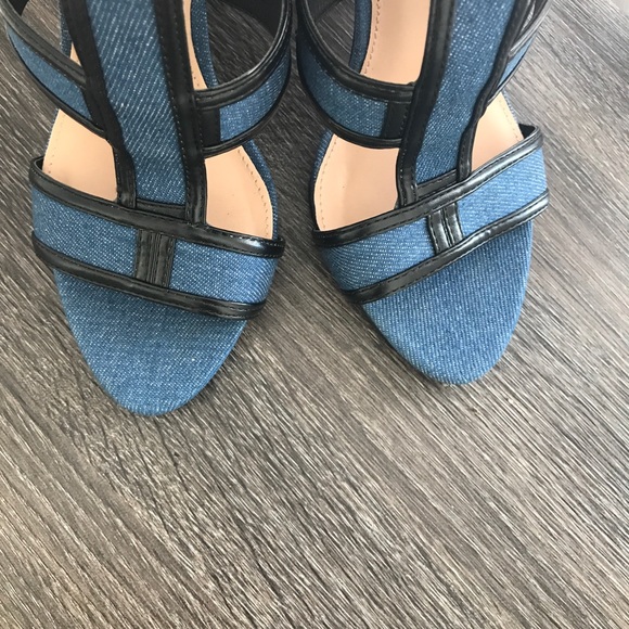 Denim Chunky High Heel Shoes - Picture 3 of 7