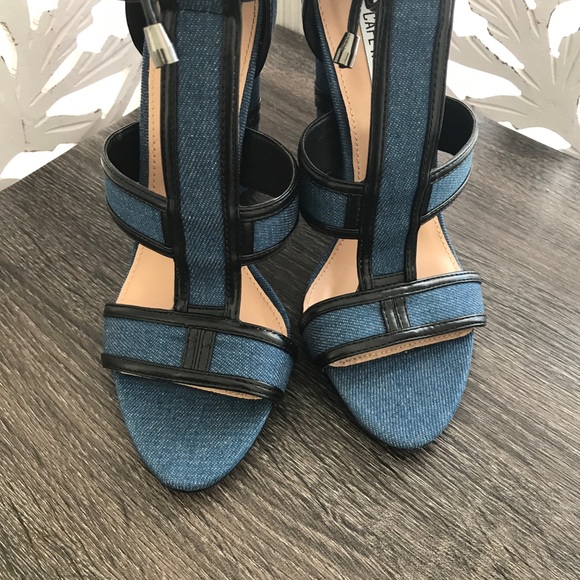 Denim Chunky High Heel Shoes - Picture 5 of 7