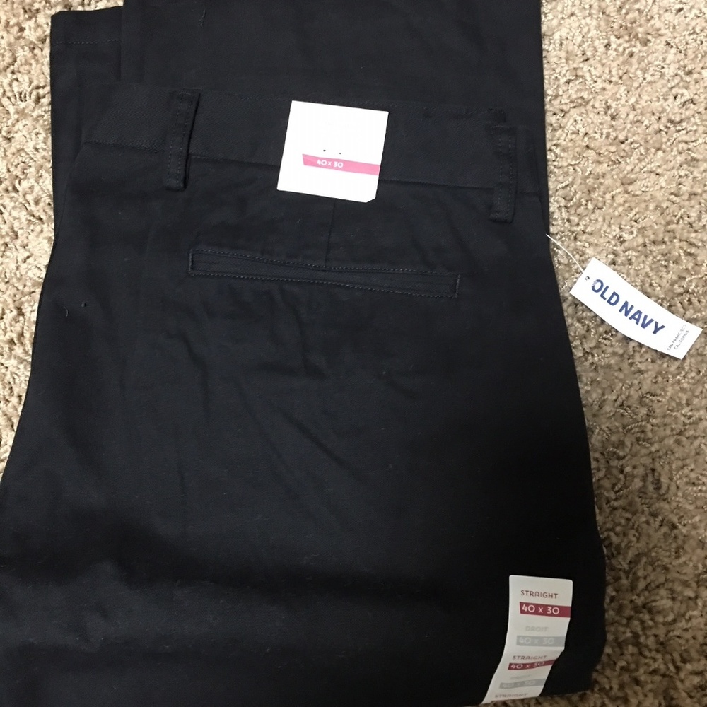 2 PAIR OLD NAVY MENS PANTS NEW 40X30 KHAKI BLACK
