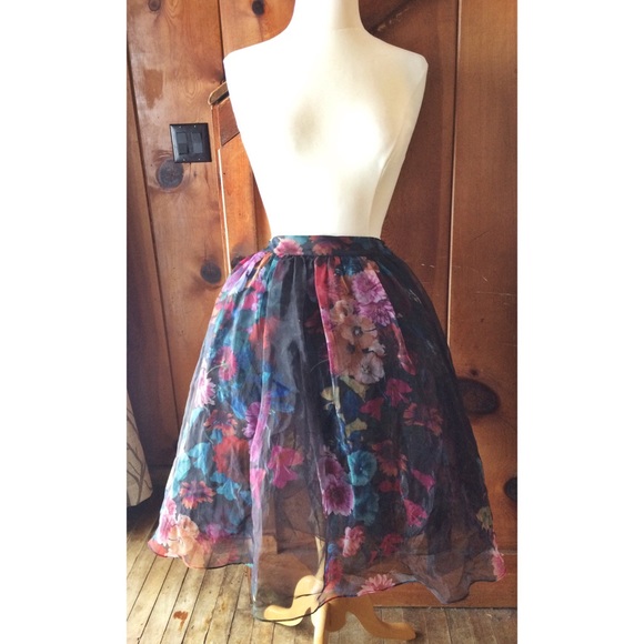 bebe Dresses & Skirts - Bebe Floral Sheer Midi Skirt