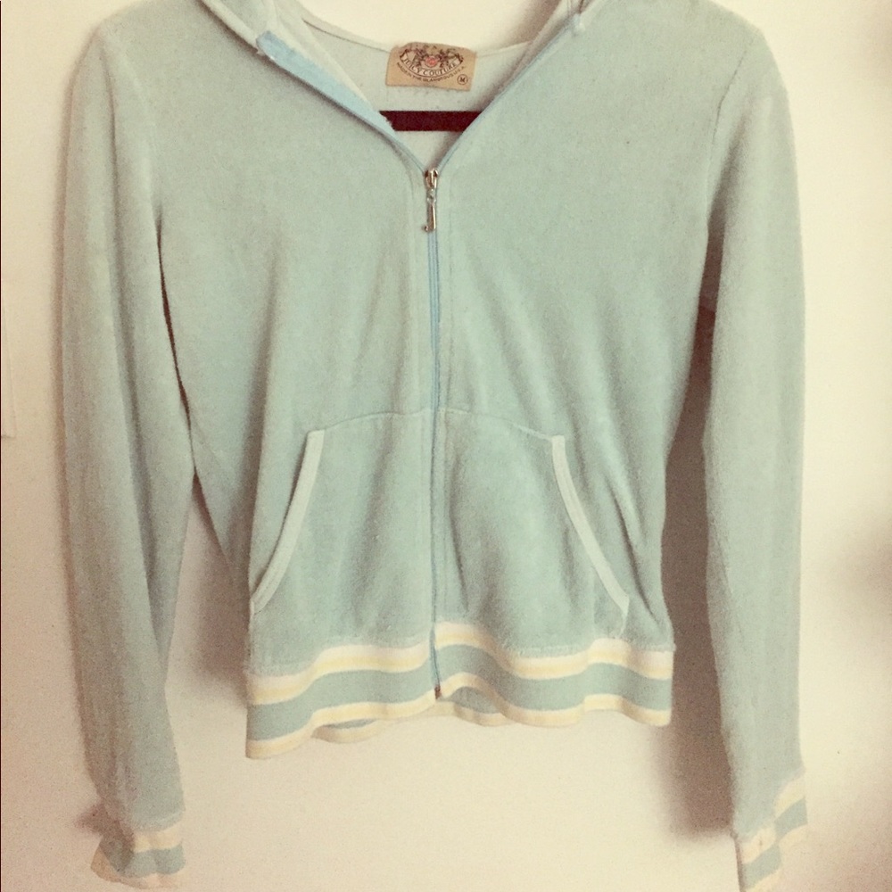 Juicy Couture baby blue hooded zip-up. Size M. - Picture 1 of 4