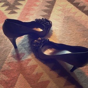 Black peep toe heels