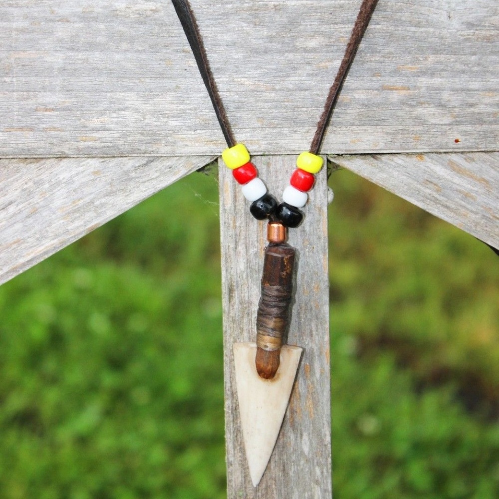Buffalo Bone Arrowhead Broken Arrow Necklace
