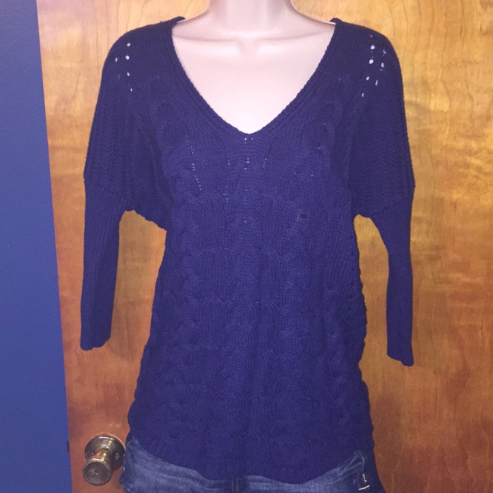 New Express Dark Blue Cable Knit Sweater, XS