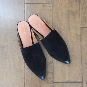 Halogen Black Leather Mules