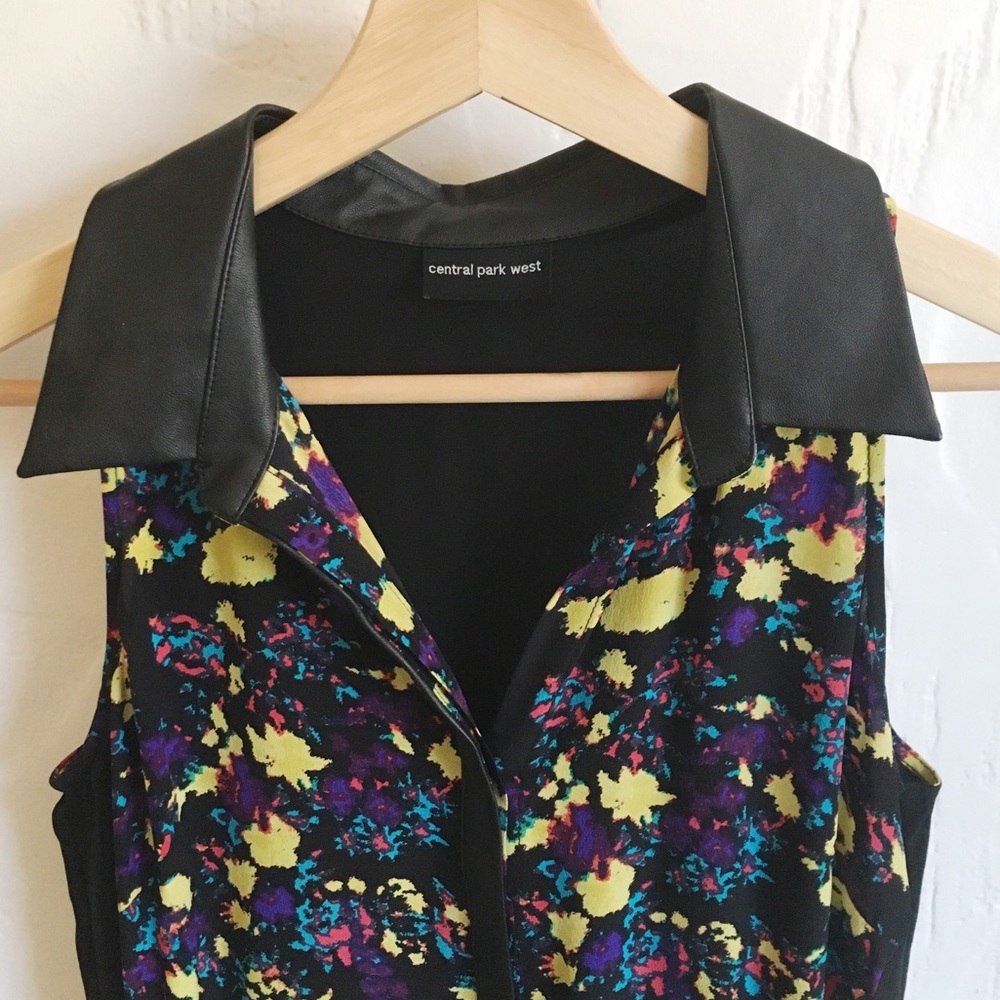 SOLD! Central Park West dress faux leather collar