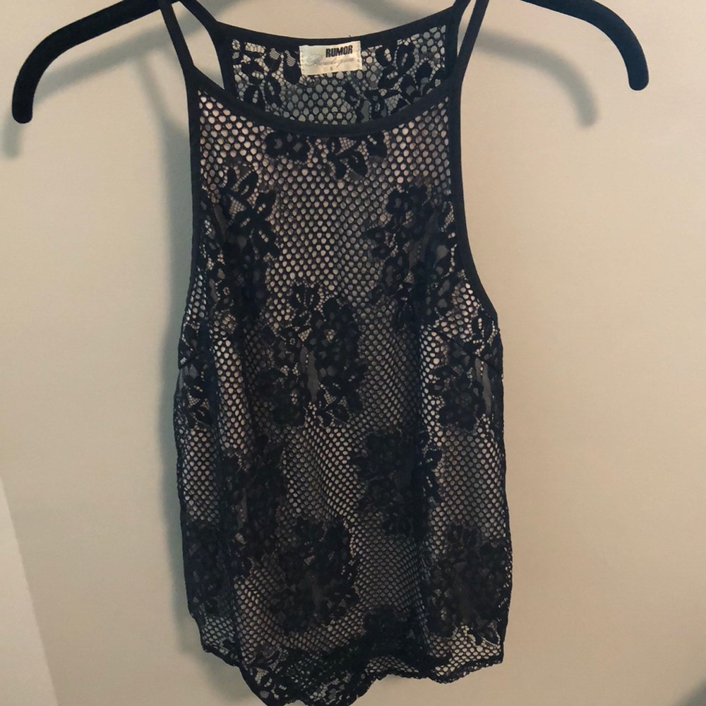 Rumor Black and Cream Lace Blouse
