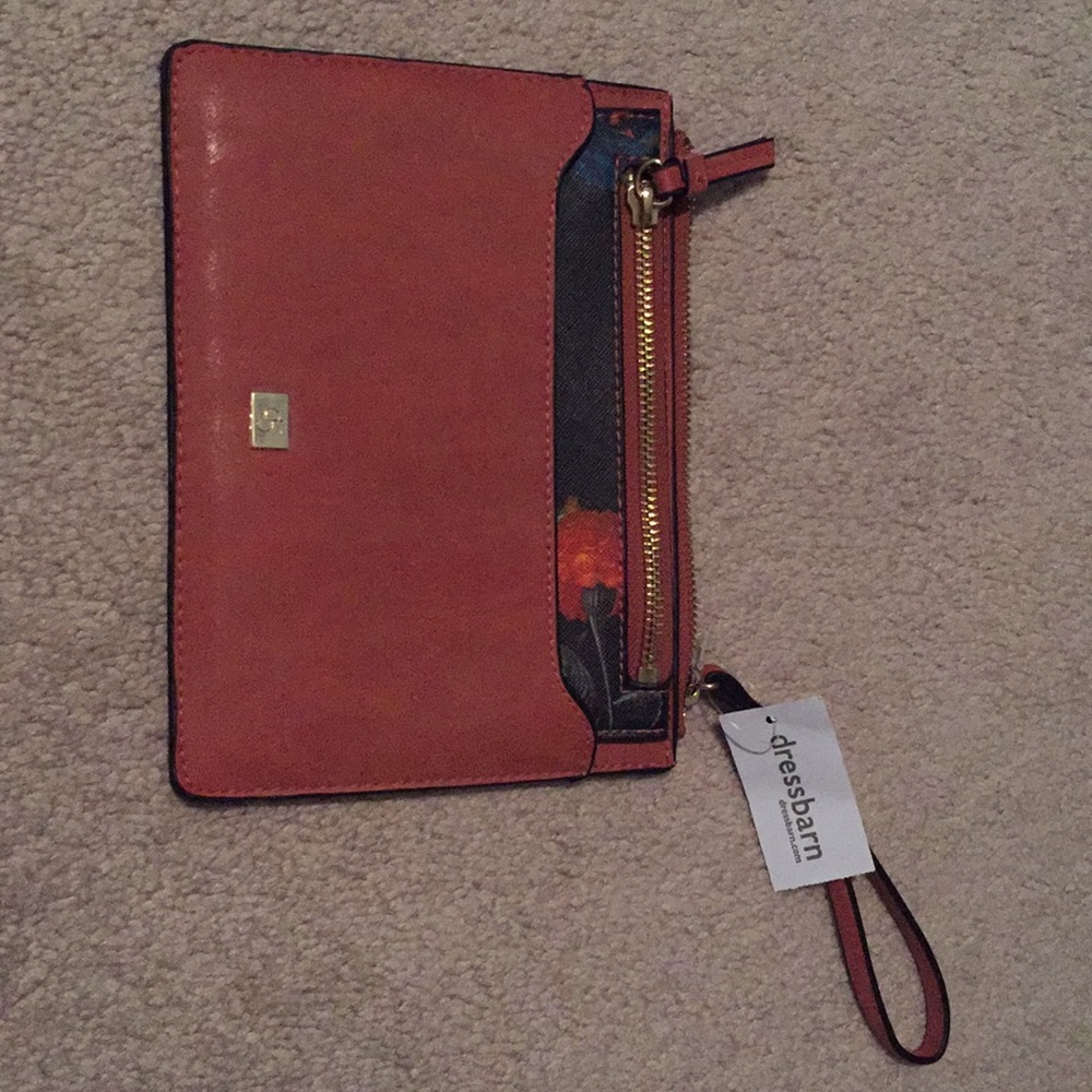 Brown and floral pull out Wristlet