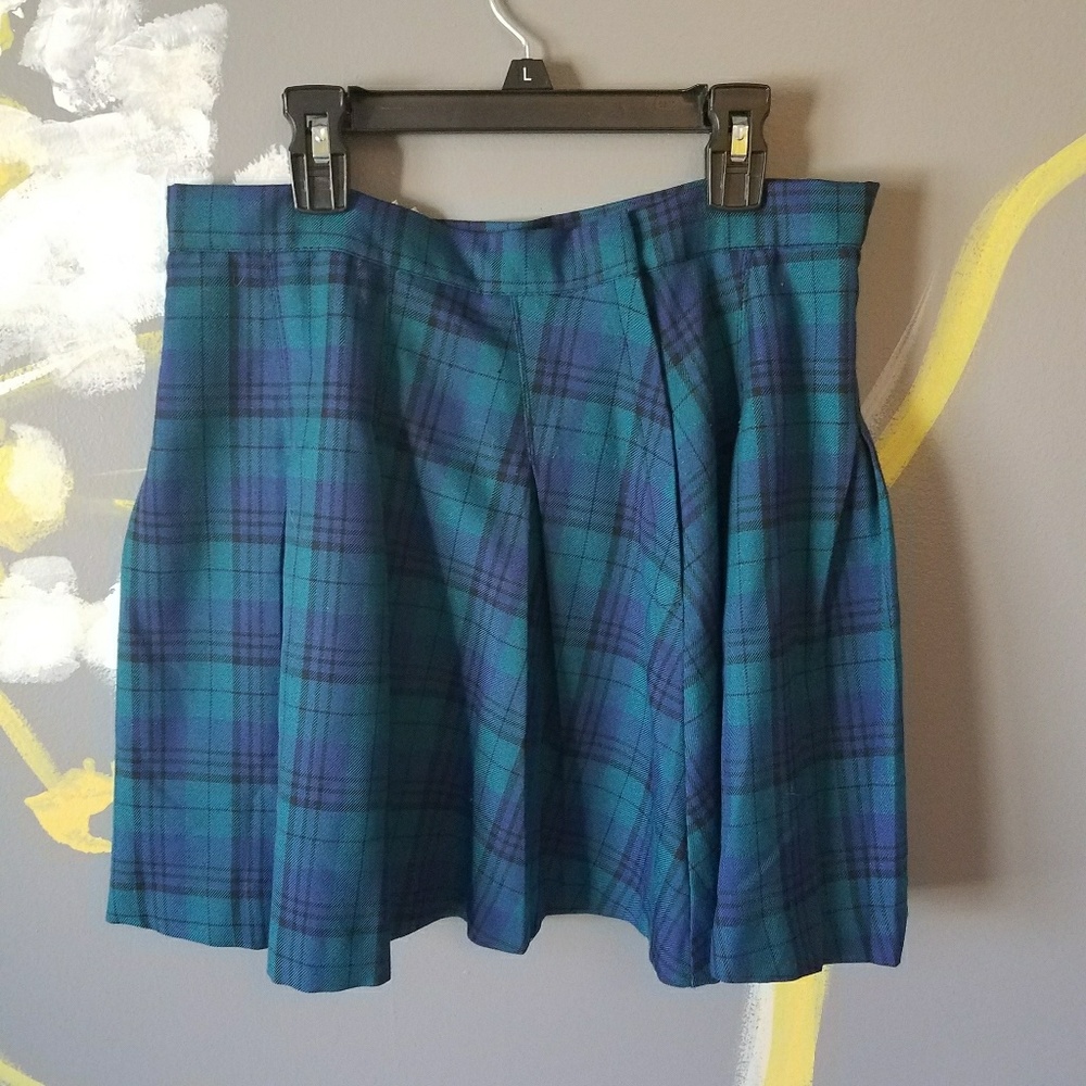 Blue and Green Plaid Skirt