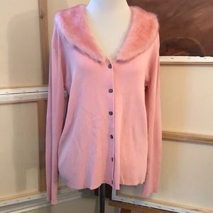 NWT Joseph A. Cardi w/ Detachable Pink Fur Collar