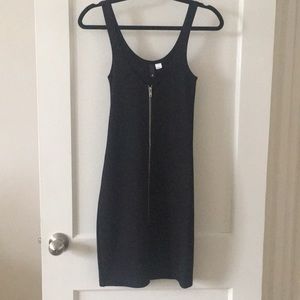 Zippered Black Bodycon Dress