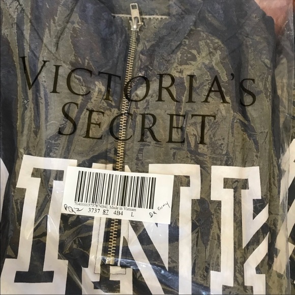 NIP VS PINK QUARTER ZIP PULLOVER SZ L DARK GREY - Picture 3 of 3