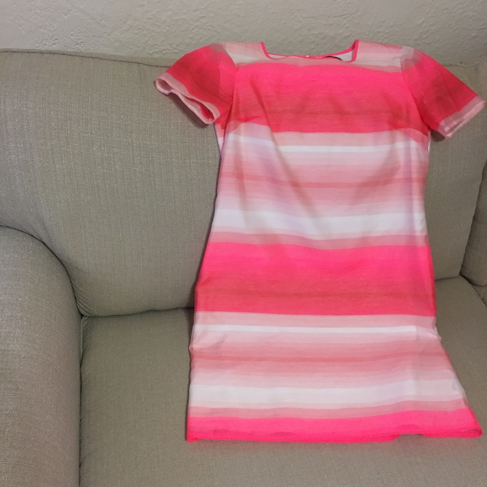 Coral and white striped dress