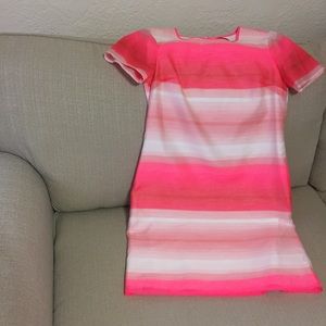 Coral and white striped dress