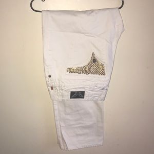 White and Gold Robin Jeans
