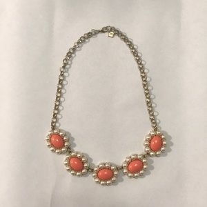 Banana Republic Peach and Pearl Gold Tone Necklace