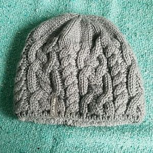 NWOT Calvin Klein Grey Cable Knit Beanie Hat