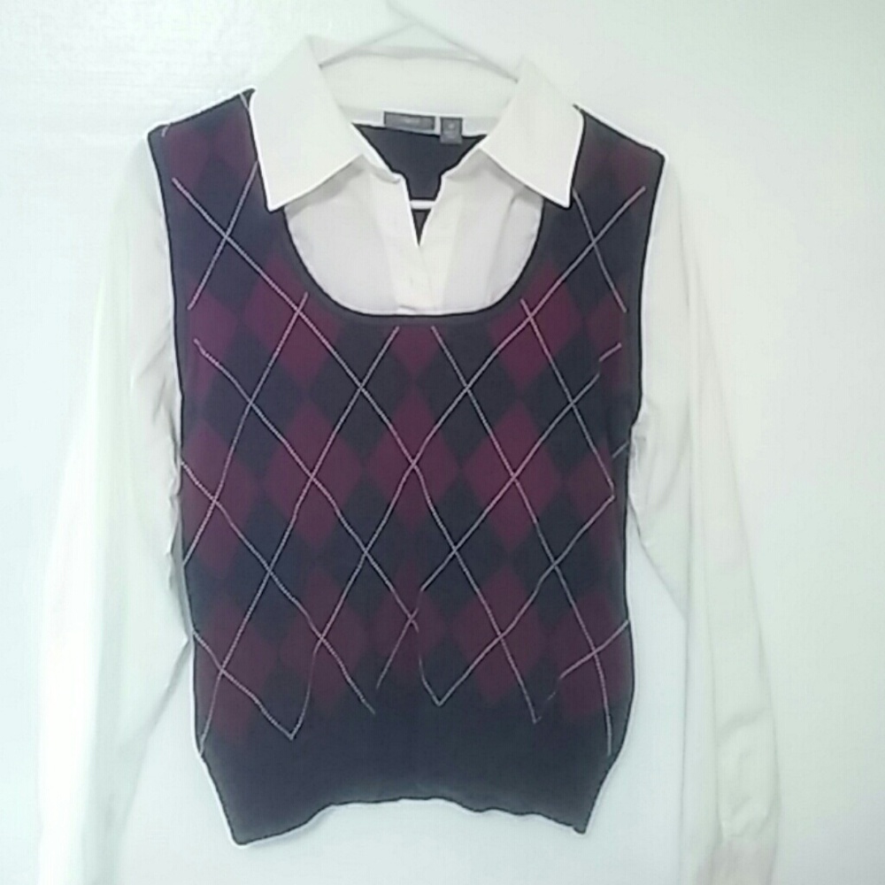 Apt 9 plaid sweater vest with shirt