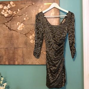 Open Backed Golden Stripped Dress