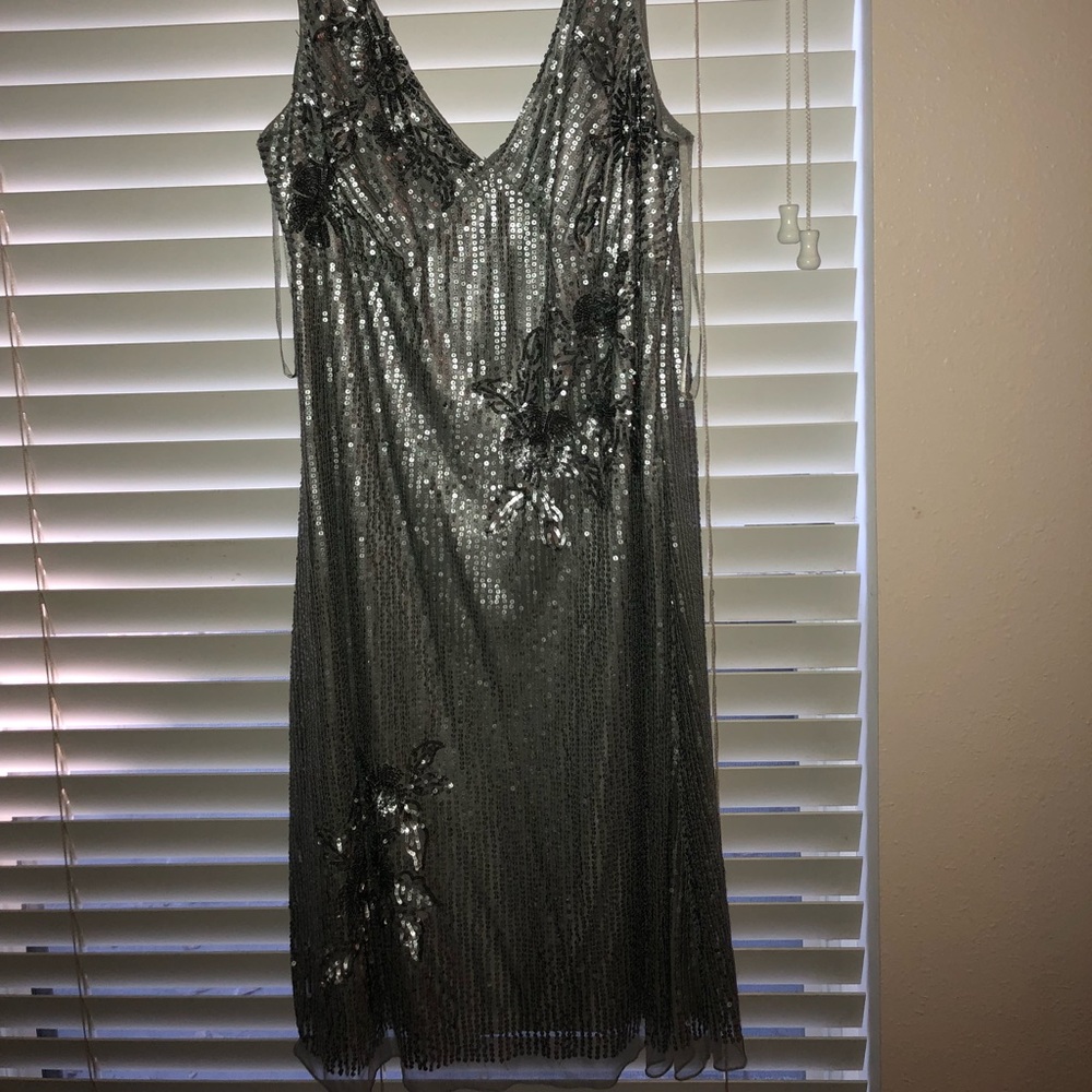Silver sequined party dress