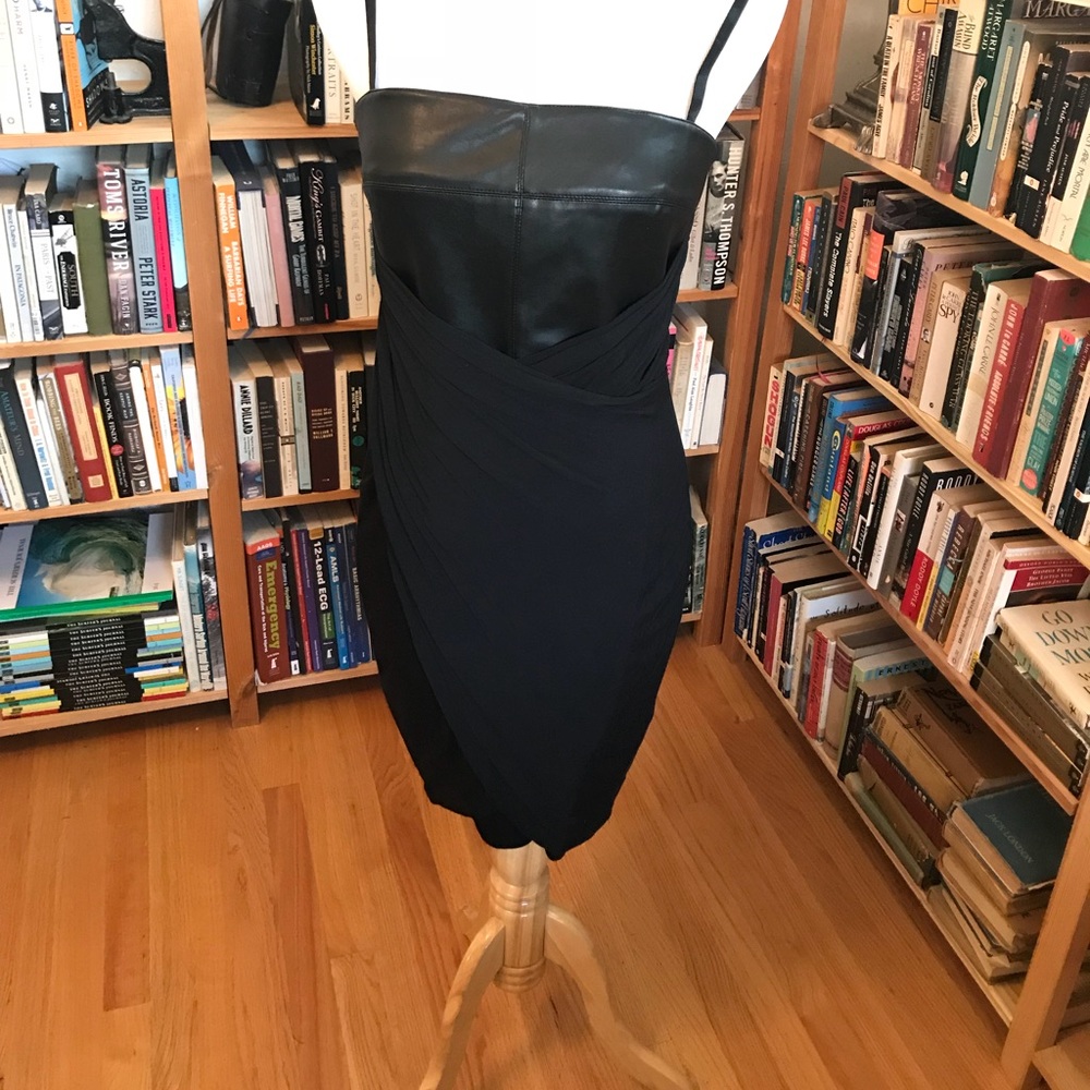 Bailey 44 black dress, faux leather top.