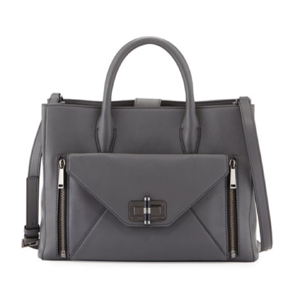 DVF Gray 440 Gallery Large Secret Agent Tote Bag