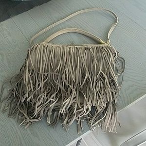 Grey H&M  faux suede fringe bag