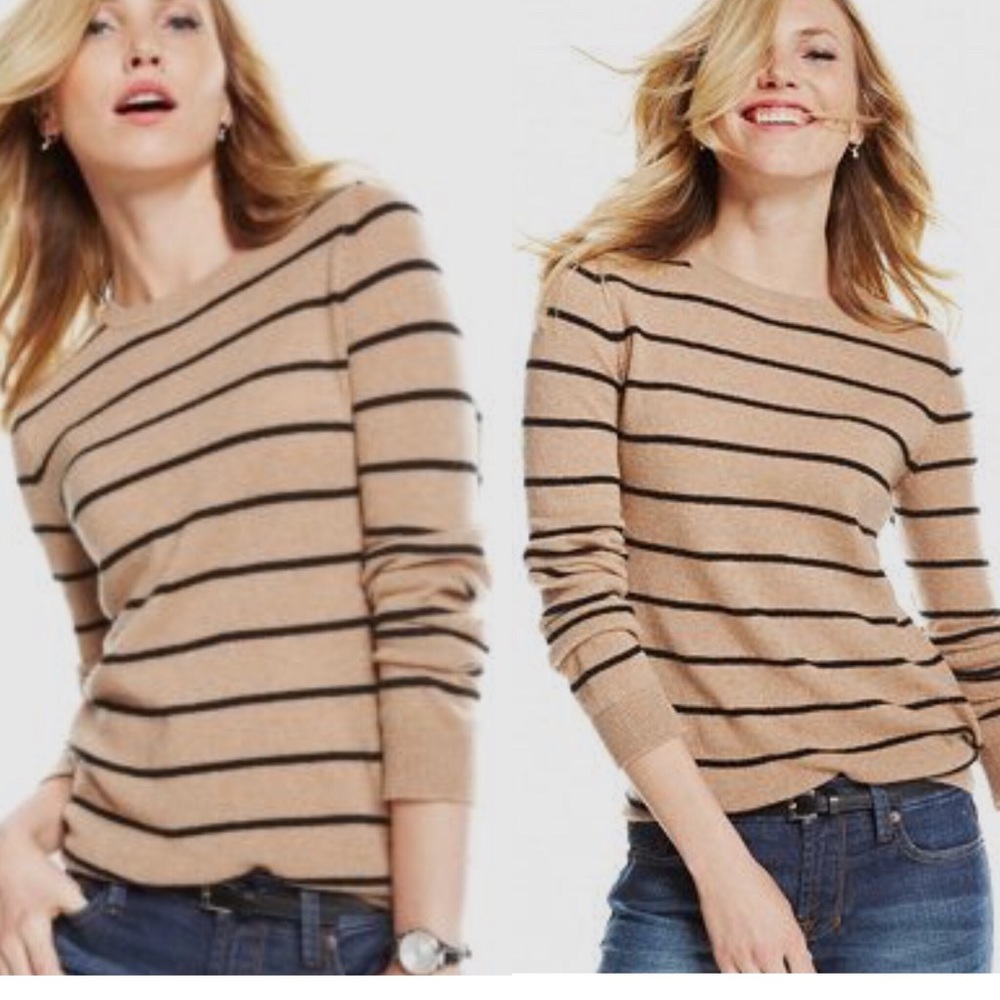 Charter Club black striped tan cashmere sweater