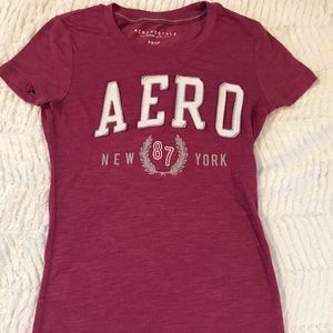 Aeropostale Maroon Graphic Short Sleeve Shirt