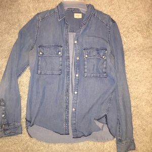Denim button down tunic