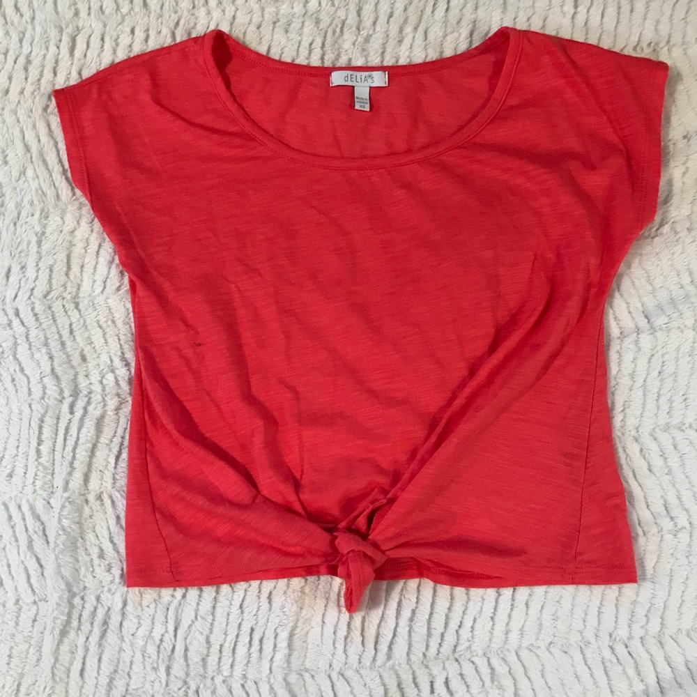 Delia’s Melon Tie Up Shirt