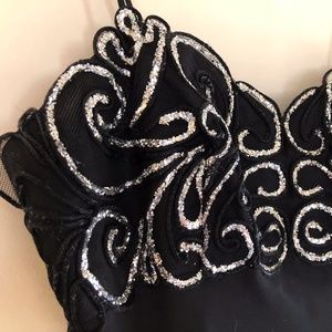 Classic Black Prom Dress with Silver Accents