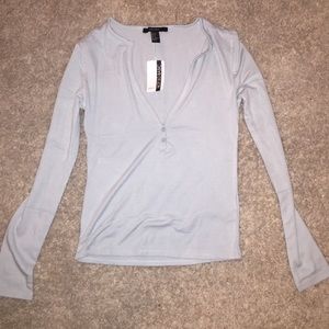 Light blue ribbed Henley long sleeve