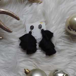 Hypoallergenic Black Tassel Earrings