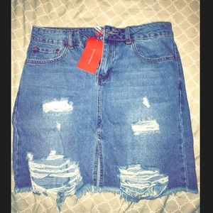 Distressed Jean Skirt