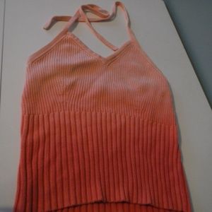 Beautiful peach/coral ombre tie top halter