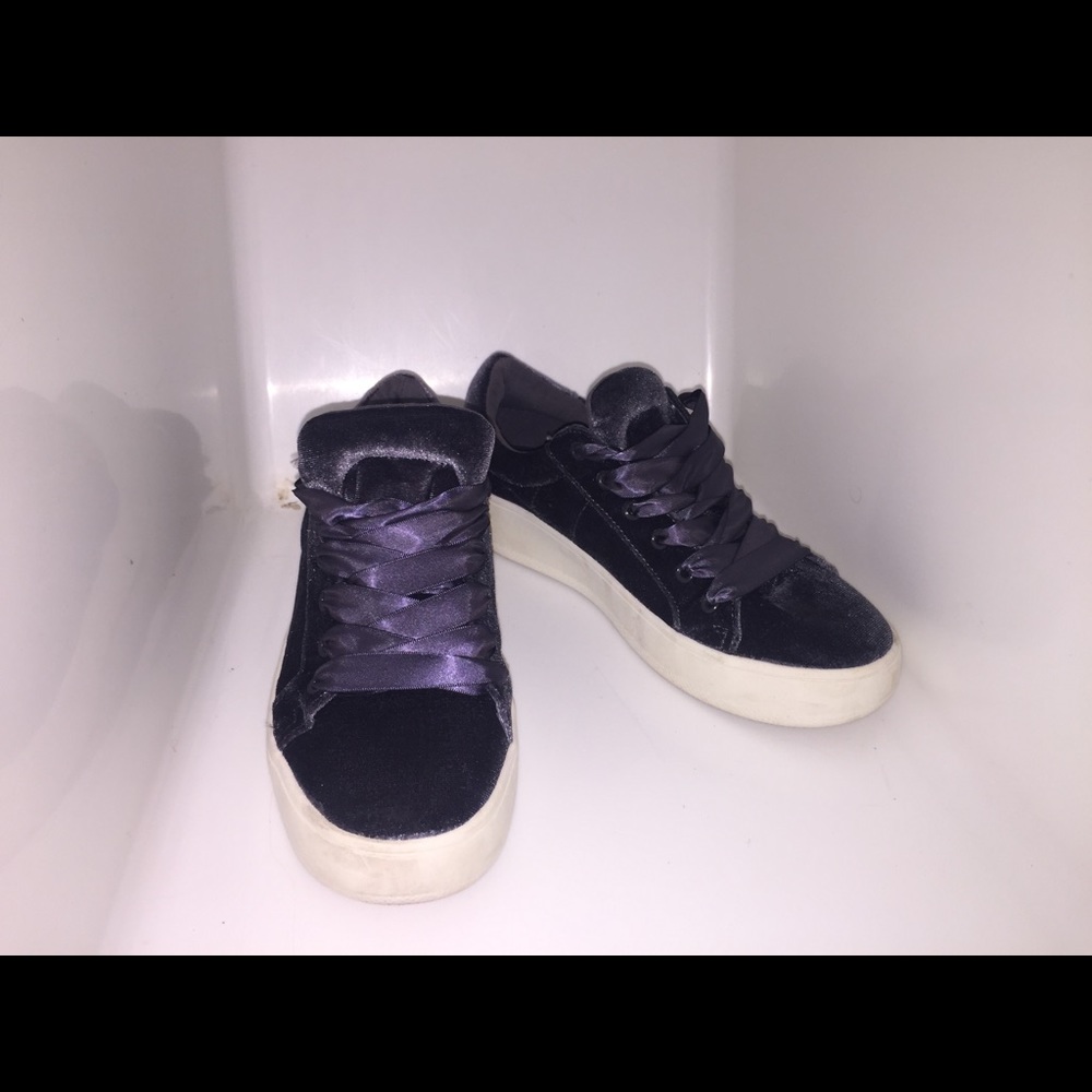 Purple velvet silk trainers
