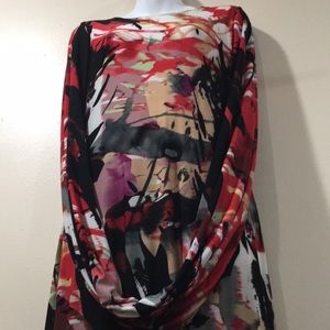 MULTI-COLORED KAREN T DESIGN MAXI DRESS 1X