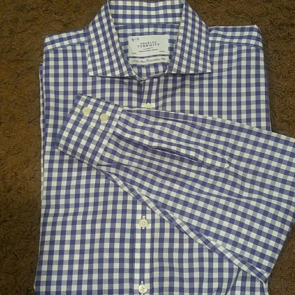 Charles Tyrwhitt Button Down Poplin Navy Shirt