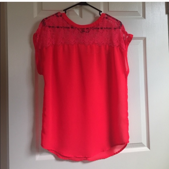 H&M top hot pink lace - Picture 1 of 3
